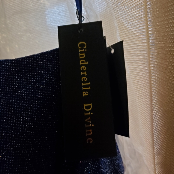 Royal Blue Glitter Strapless Prom Dress - Picture 4 of 8